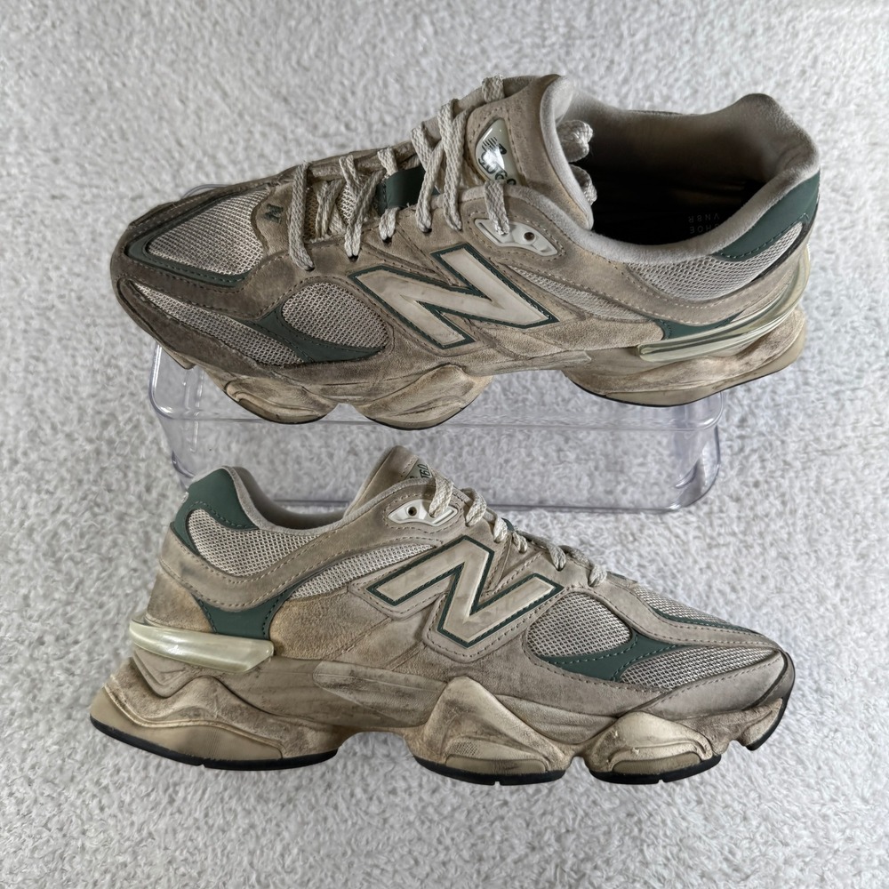 Size 10 Men New Balance 9060 Gray White Suede Men's Sneakers Shoes Used